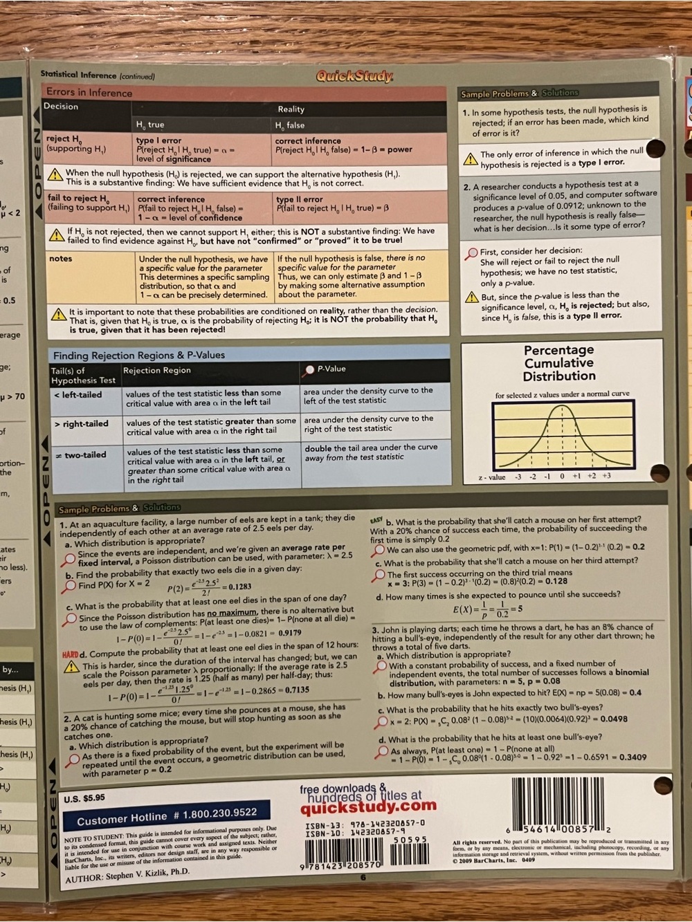 Statistics Quick Study Reference Guide - Picture 7 of 8